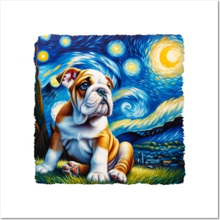 Starry Bulldog Portrait - Dog Portrait Posters and Art